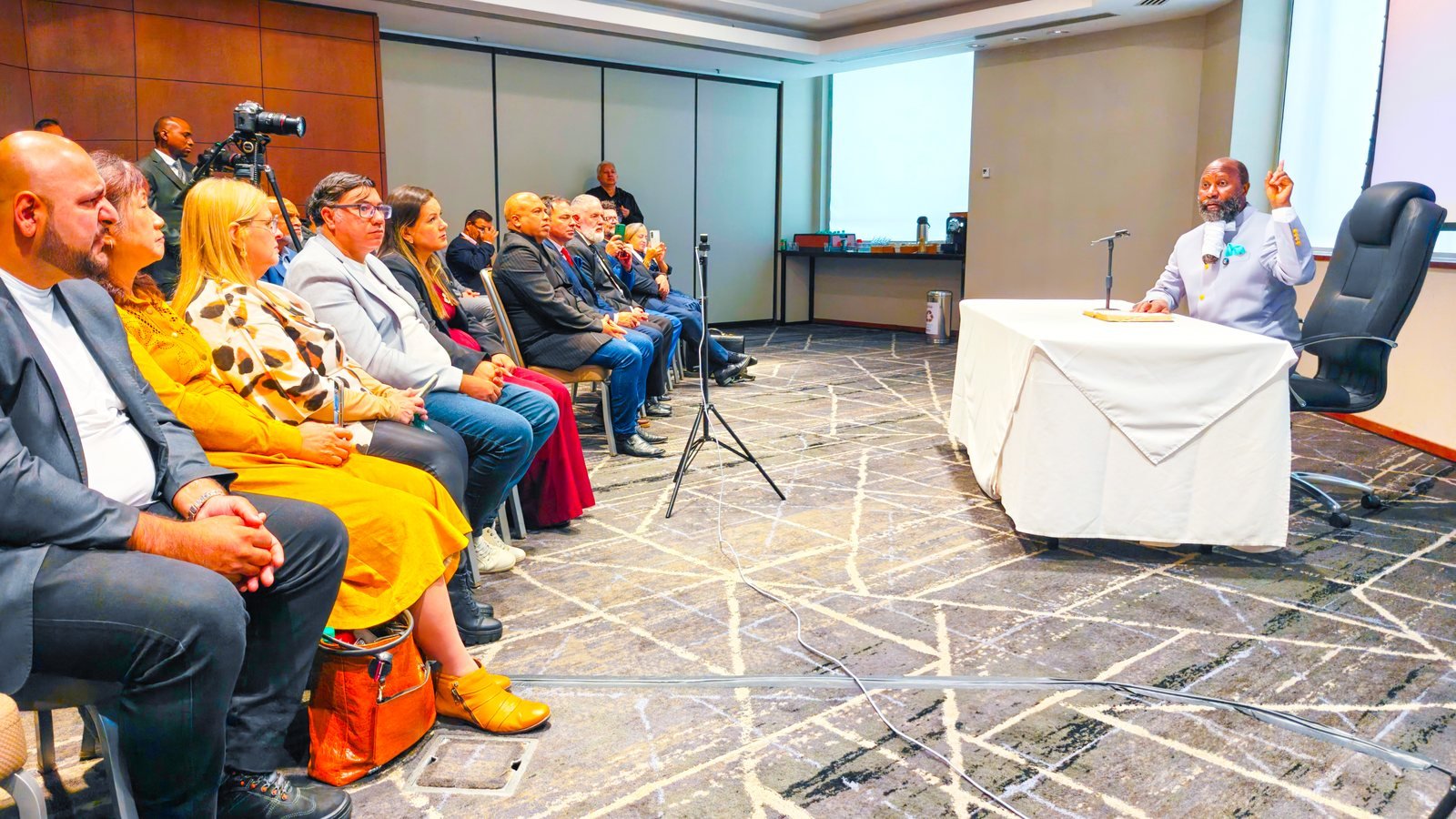 Prophet Dr. David Owuor addresses ministers and guests in São Paulo, Brazil